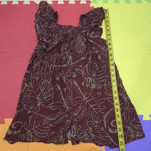 TANOA Hawaii Girls Size 10 Tropical Monstera Print Top Ruffle Sleeve 100% Tencel